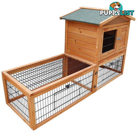 i.Pet Chicken Coop 155cm x 49cm x 90cm Rabbit Hutch Large Run Wooden Cage House Outdoor - PET-GT-WOOD-R1420