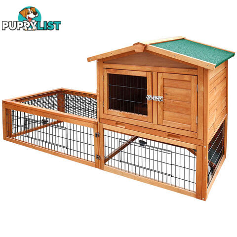 i.Pet Chicken Coop 155cm x 49cm x 90cm Rabbit Hutch Large Run Wooden Cage House Outdoor - PET-GT-WOOD-R1420