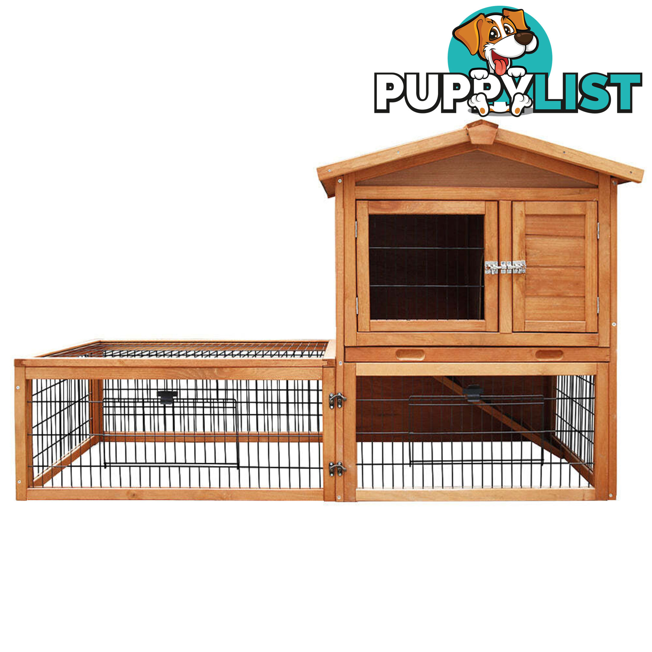 i.Pet Chicken Coop 155cm x 49cm x 90cm Rabbit Hutch Large Run Wooden Cage House Outdoor - PET-GT-WOOD-R1420