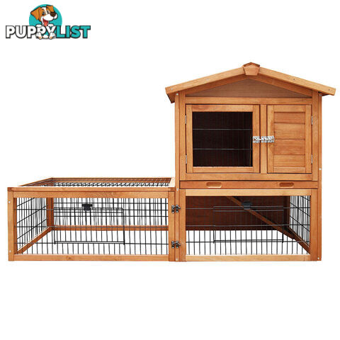i.Pet Chicken Coop 155cm x 49cm x 90cm Rabbit Hutch Large Run Wooden Cage House Outdoor - PET-GT-WOOD-R1420