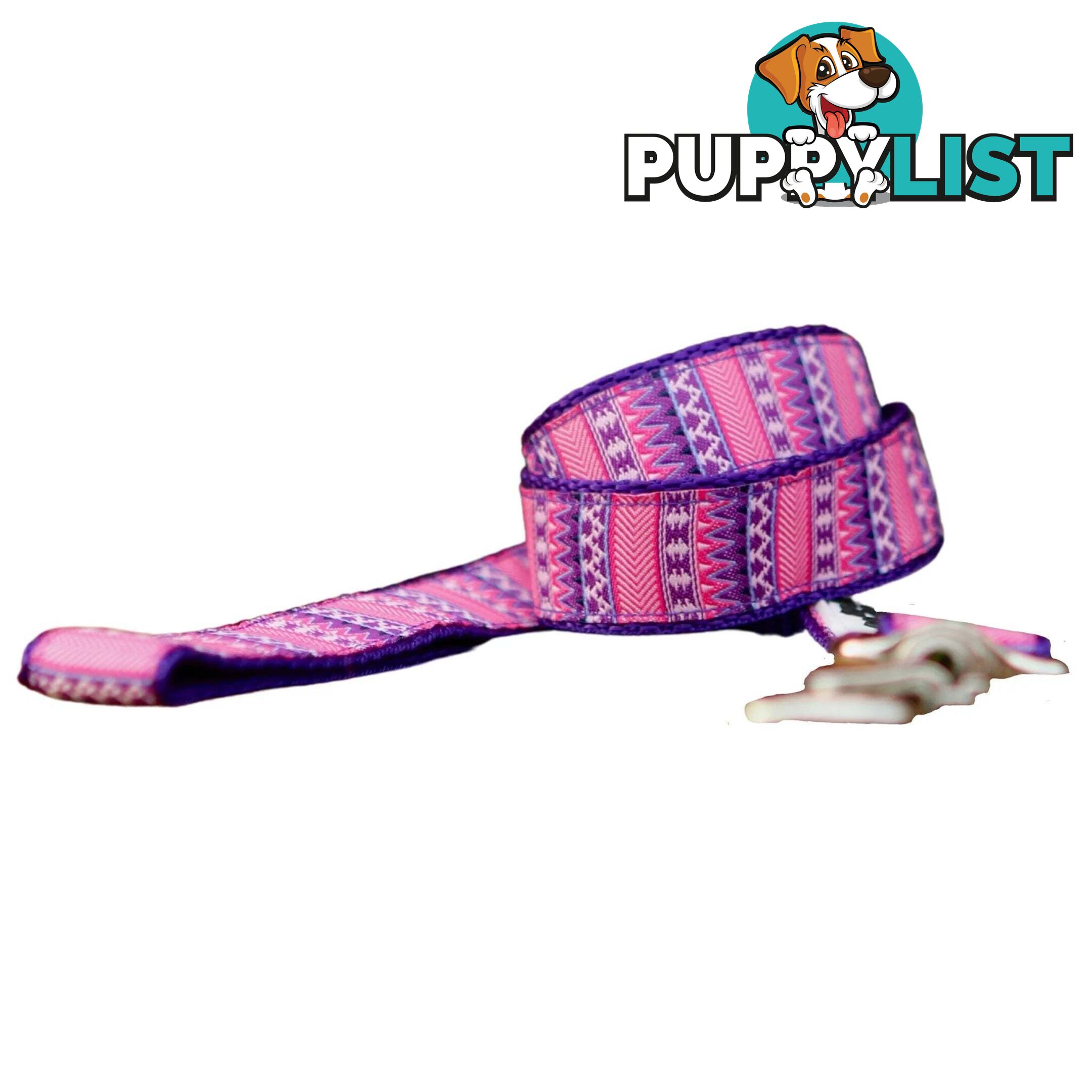 Aztec Dog Lead / Pink / Purple / Dog Leash - Hand Made by The Bark Side - TBSLDAZT201.5
