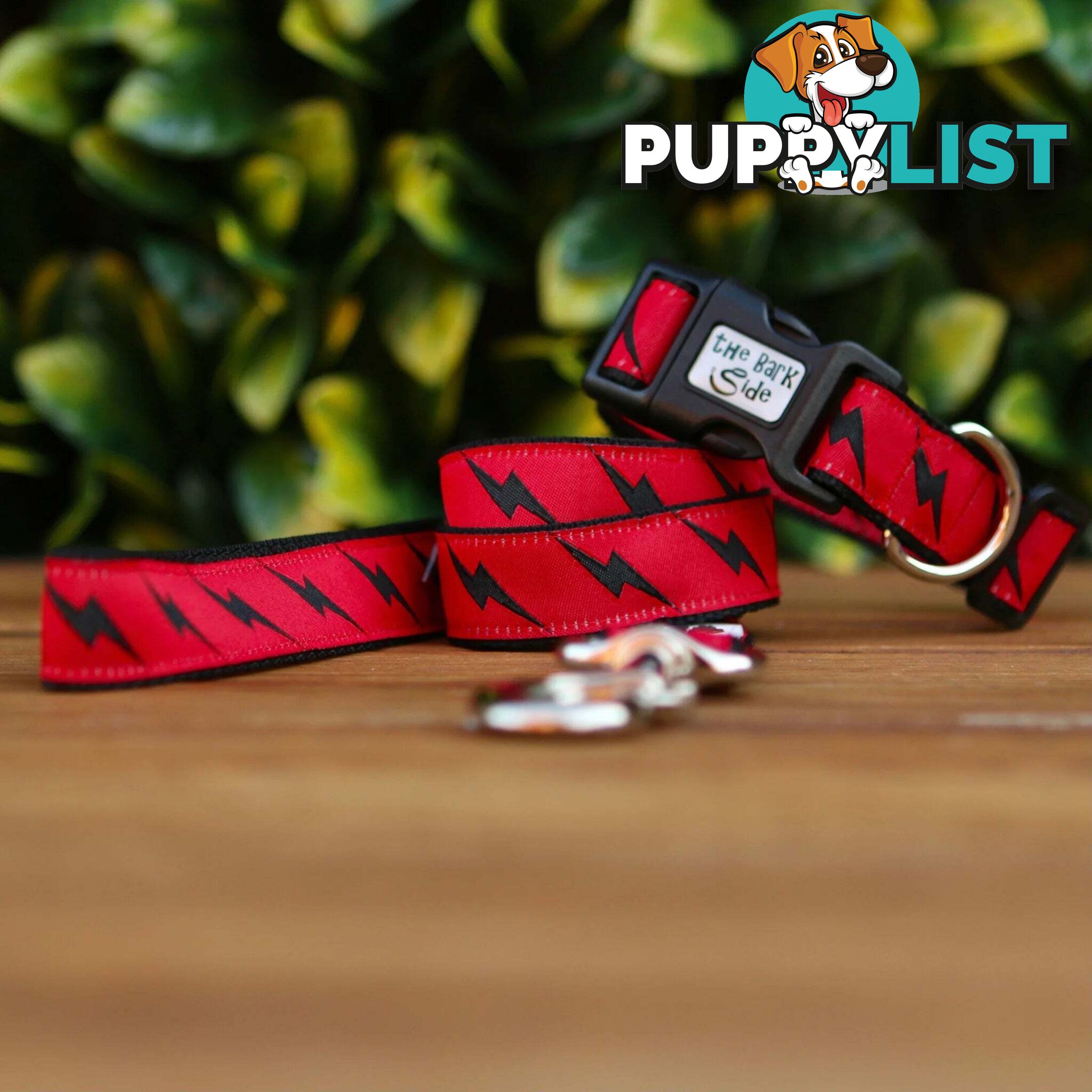 Lightning Bolt Dog Collar - Hand Made by The Bark Side - TBSLIGMBCK