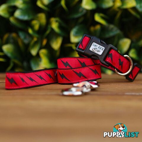 Lightning Bolt Dog Collar - Hand Made by The Bark Side - TBSLIGMBCK
