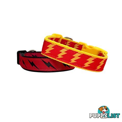 Lightning Bolt Dog Collar - Hand Made by The Bark Side - TBSLIGMBCK