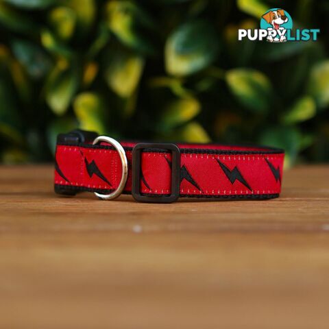 Lightning Bolt Dog Collar - Hand Made by The Bark Side - TBSLIGMBCK