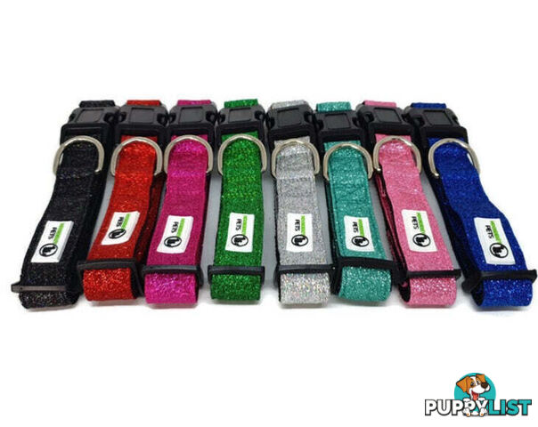 Bling Glitter Overlay Nylon Collar - Breakaway Buckle - Moondidley Pets - MDPCOLBLIMLPNK