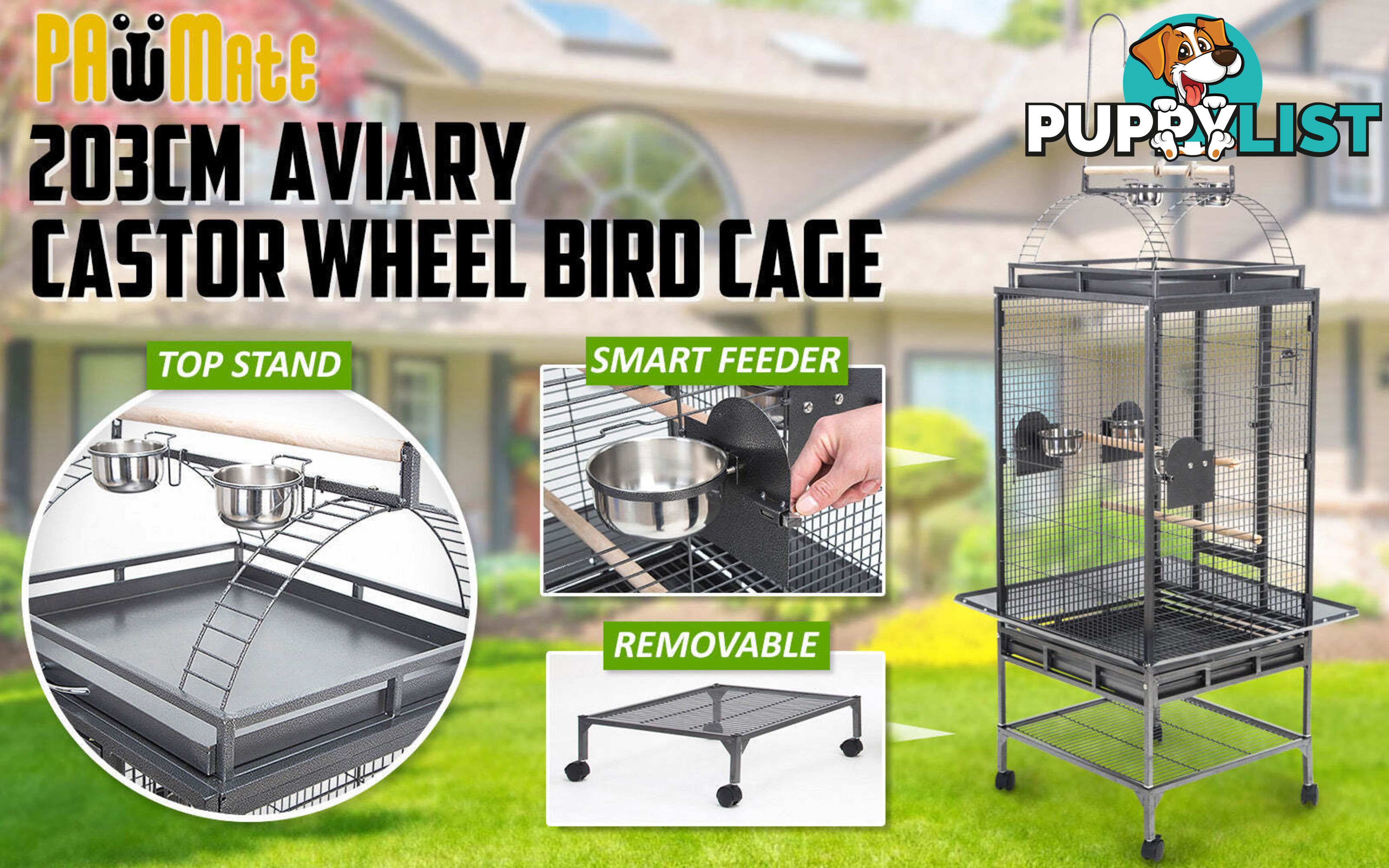 Bird Cage Parrot Aviary TENOR 203cm - V274-PET-8124-168