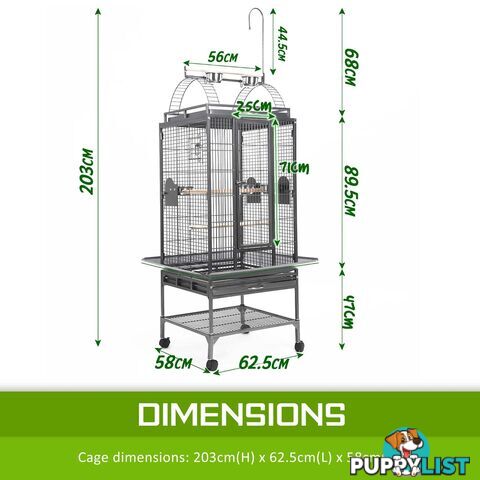 Bird Cage Parrot Aviary TENOR 203cm - V274-PET-8124-168