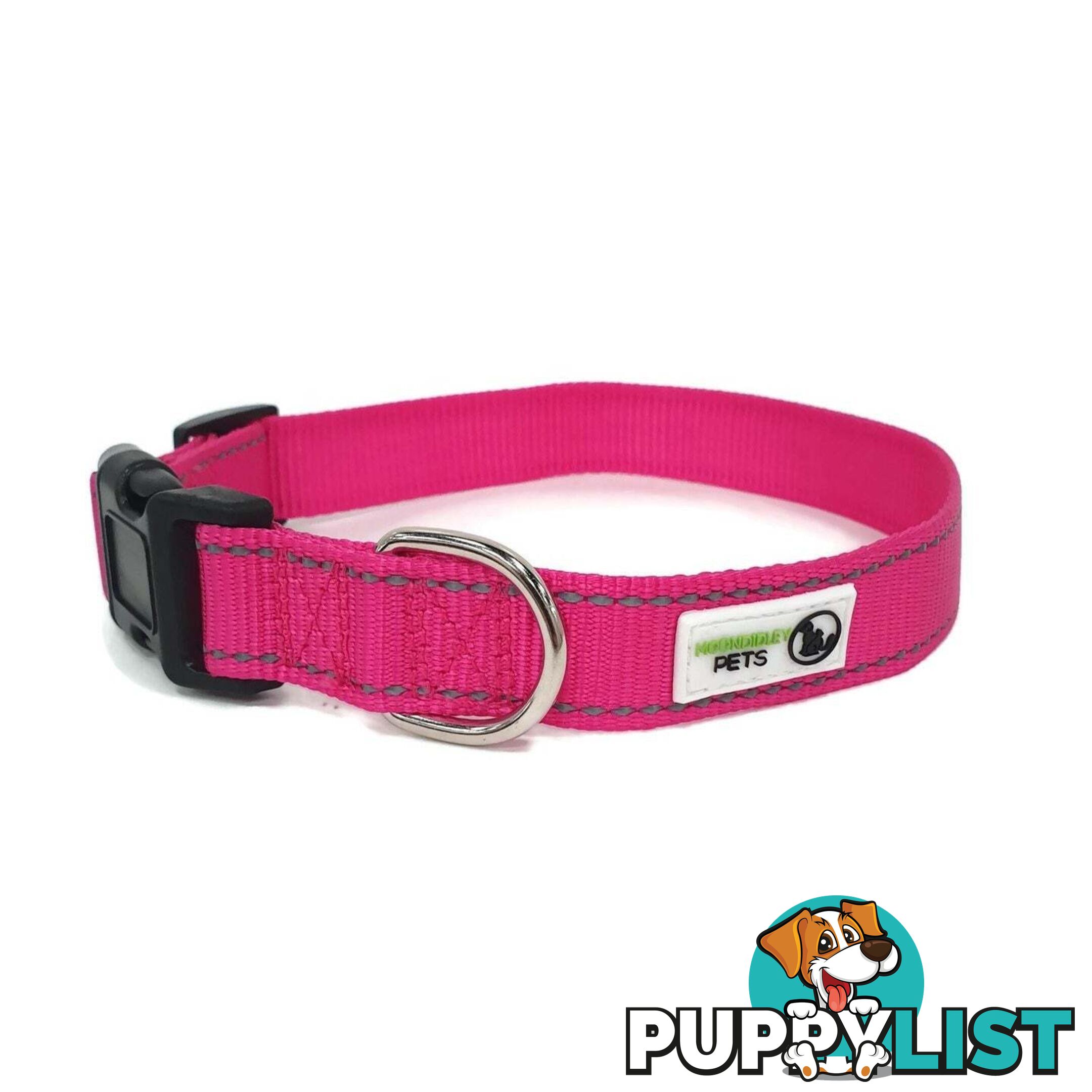 Nylon w/Reflective Stitching Dog Collar - Moondidley Pets - MDPCOLREFXSLBLU
