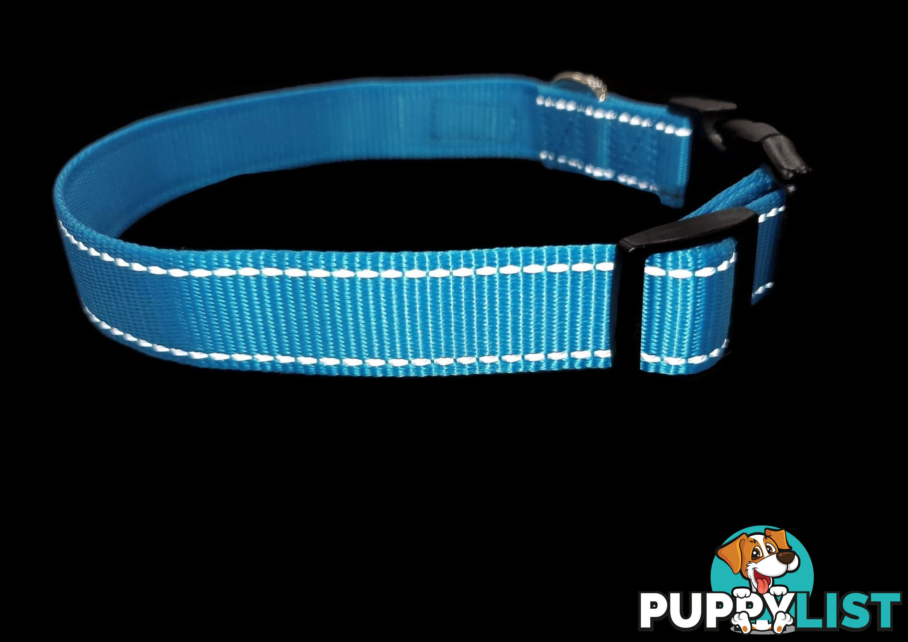 Nylon w/Reflective Stitching Dog Collar - Moondidley Pets - MDPCOLREFXSLBLU