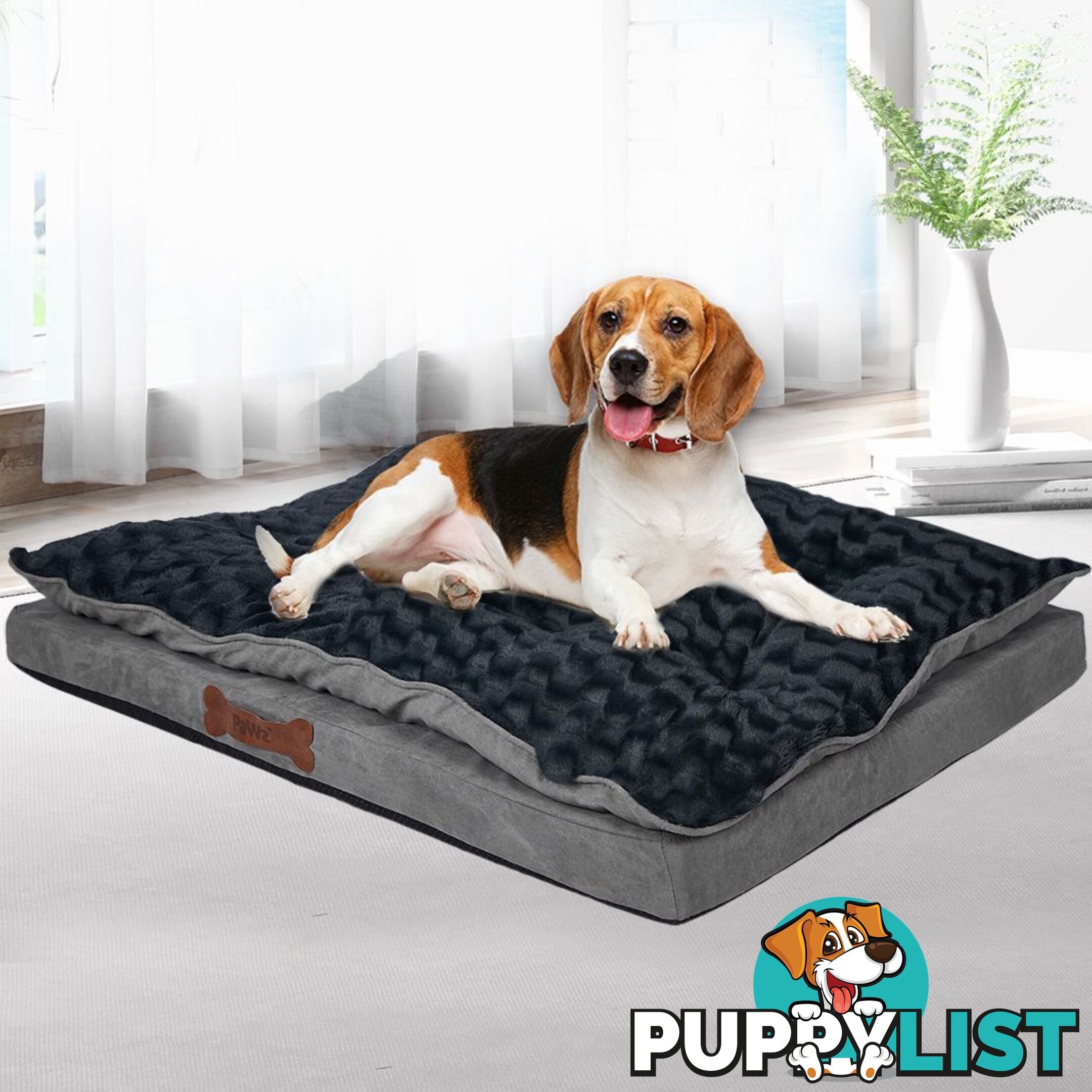 Dog Calming Bed Warm Soft Plush Comfy Sleeping Memory Foam Mattress Dark Grey - WB-PT1058-XL-GY