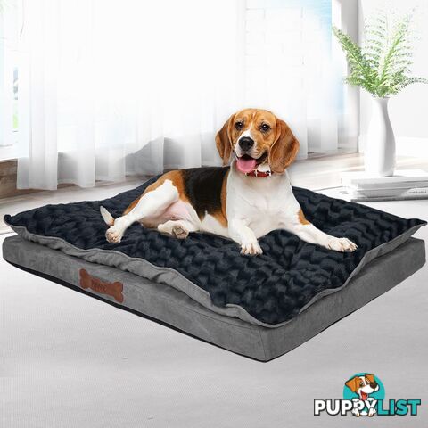 Dog Calming Bed Warm Soft Plush Comfy Sleeping Memory Foam Mattress Dark Grey - WB-PT1058-XL-GY