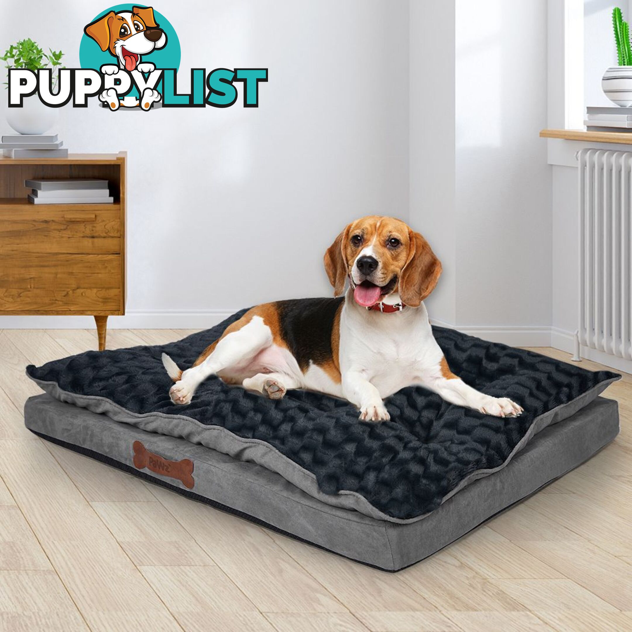 Dog Calming Bed Warm Soft Plush Comfy Sleeping Memory Foam Mattress Dark Grey - WB-PT1058-XL-GY