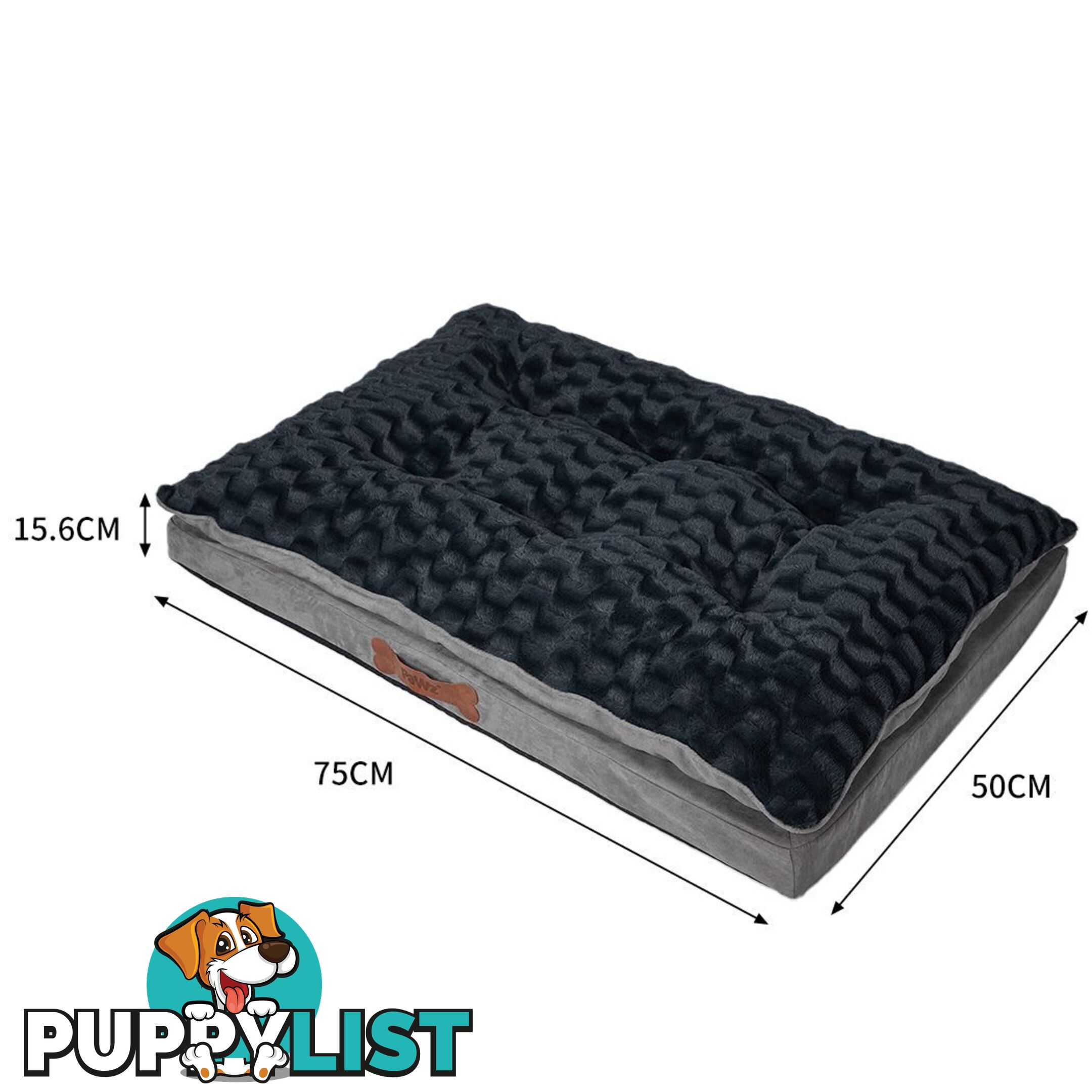 Dog Calming Bed Warm Soft Plush Comfy Sleeping Memory Foam Mattress Dark Grey - WB-PT1058-XL-GY
