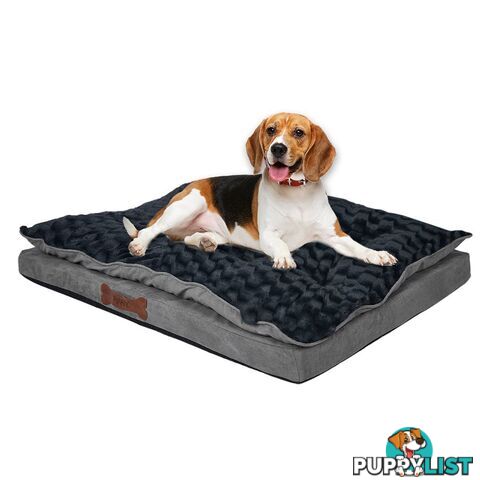 Dog Calming Bed Warm Soft Plush Comfy Sleeping Memory Foam Mattress Dark Grey - WB-PT1058-XL-GY