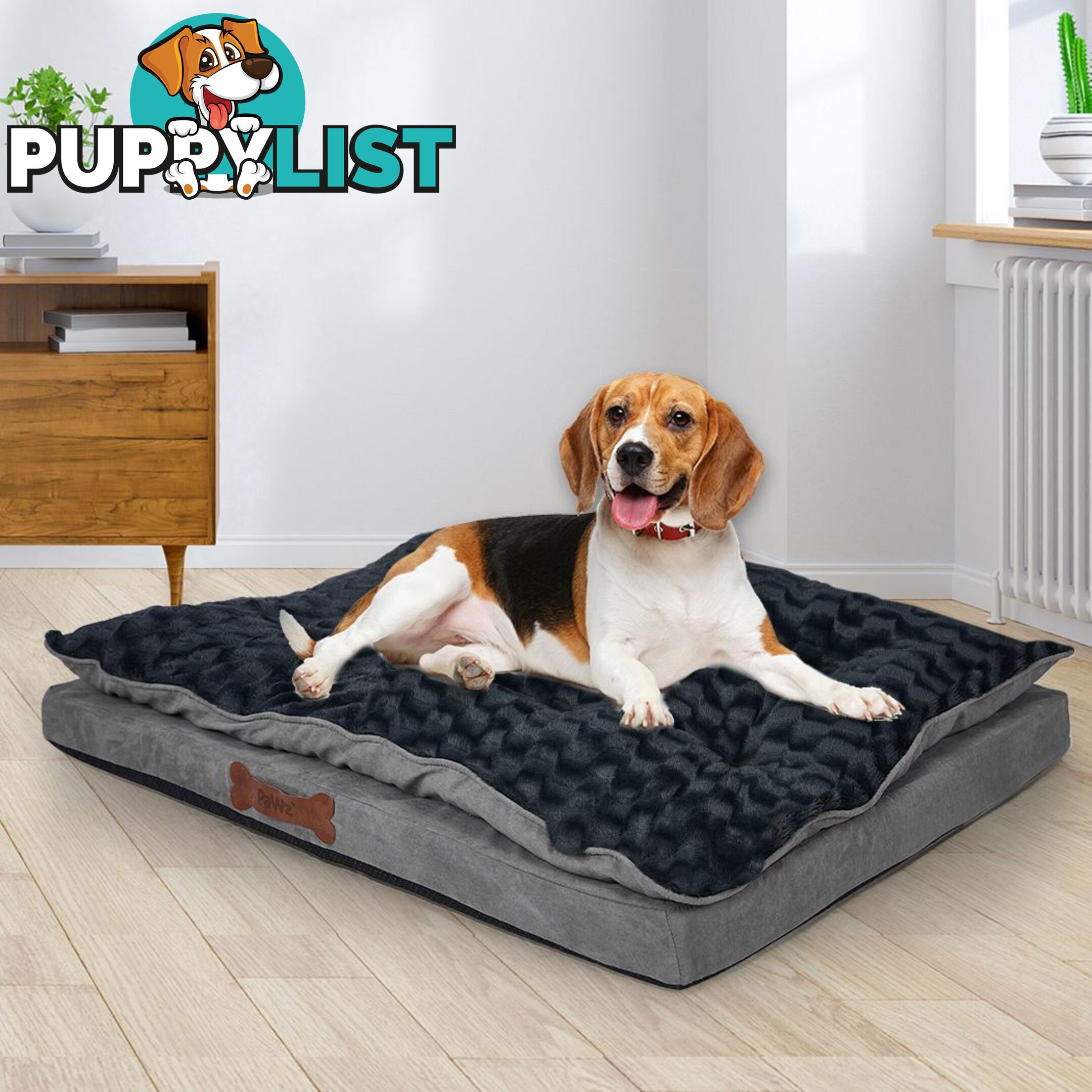Dog Calming Bed Warm Soft Plush Comfy Sleeping Memory Foam Mattress Dark Grey - WB-PT1058-XL-GY