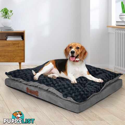 Dog Calming Bed Warm Soft Plush Comfy Sleeping Memory Foam Mattress Dark Grey - WB-PT1058-XL-GY
