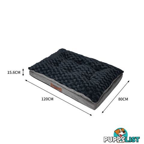 Dog Calming Bed Warm Soft Plush Comfy Sleeping Memory Foam Mattress Dark Grey - WB-PT1058-XL-GY
