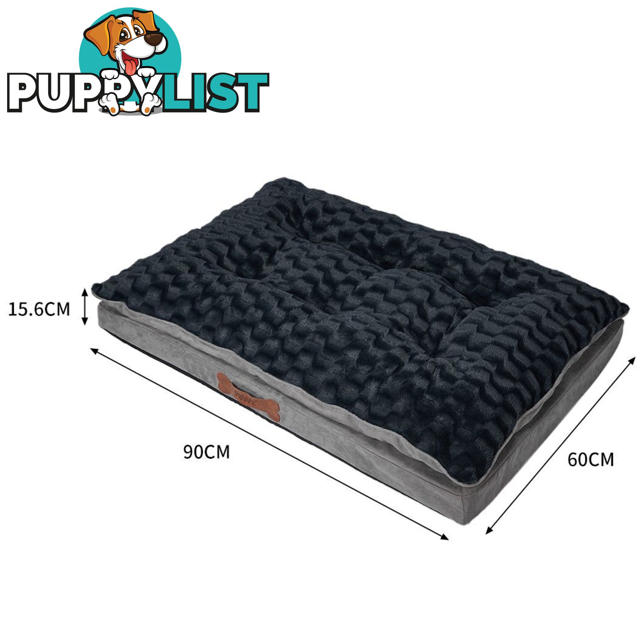 Dog Calming Bed Warm Soft Plush Comfy Sleeping Memory Foam Mattress Dark Grey - WB-PT1058-XL-GY
