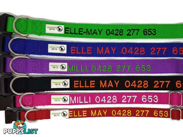 Doggie ID Collar Bamboo Fibre Personalised Embroidered - CCB-CO-001-XSPU-NO