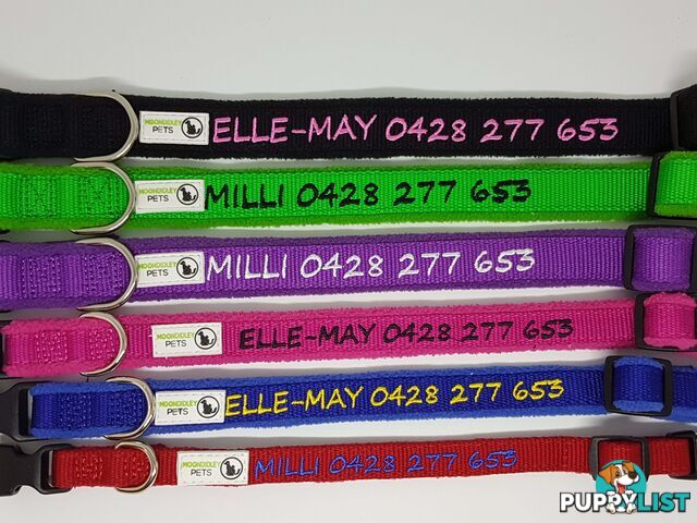 Doggie ID Collar Bamboo Fibre Fleece Padded Personalised Embroidered - CCB-CO-NP5-SPU-NO