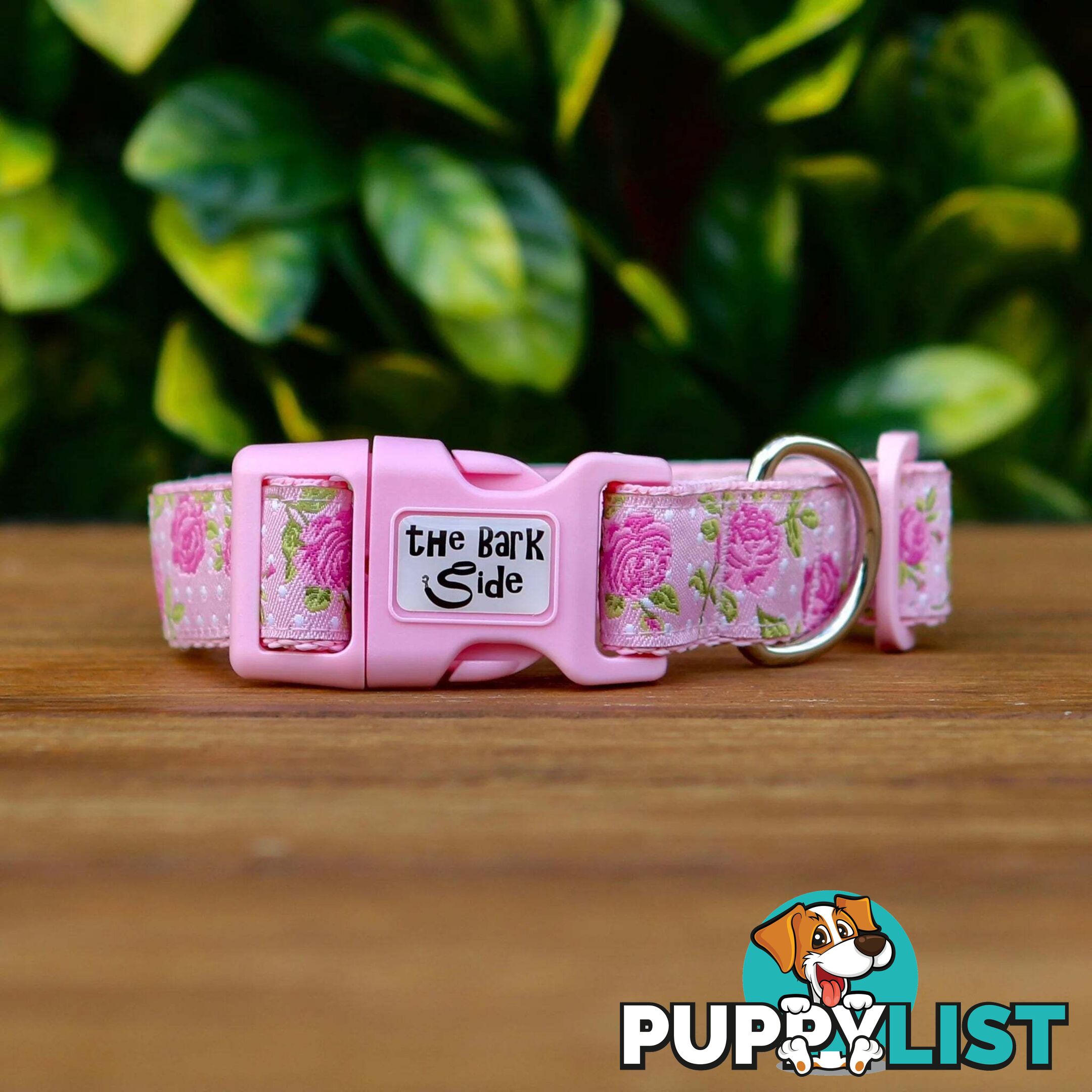 Rose Dog Collar / XS - L - Hand Made by The Bark Side - TBSROSXSBLU
