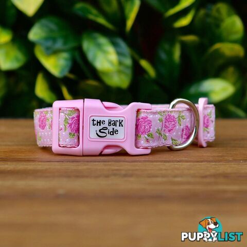 Rose Dog Collar / XS - L - Hand Made by The Bark Side - TBSROSXSBLU