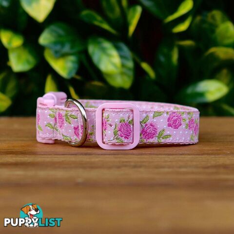 Rose Dog Collar / XS - L - Hand Made by The Bark Side - TBSROSXSBLU