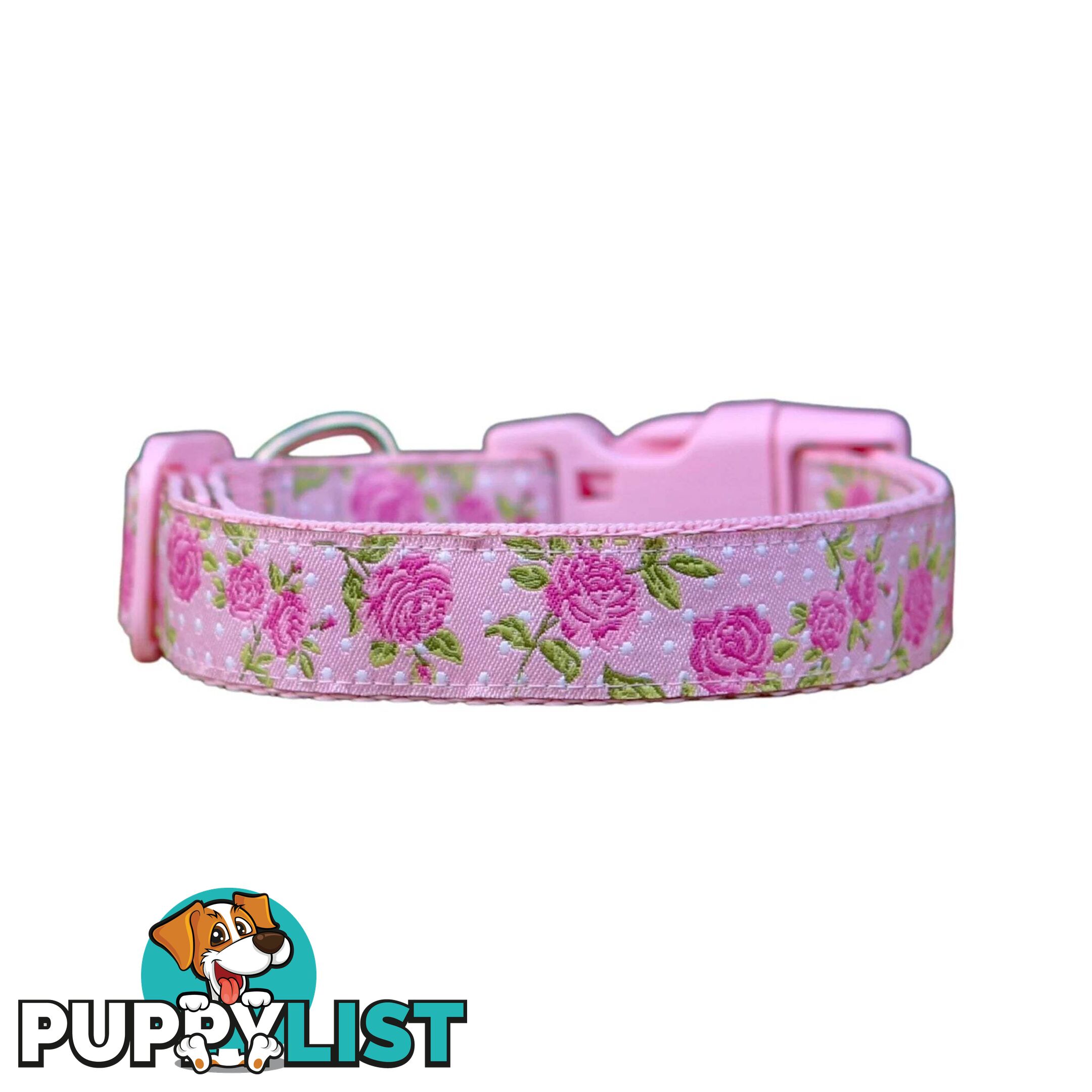 Rose Dog Collar / XS - L - Hand Made by The Bark Side - TBSROSXSBLU