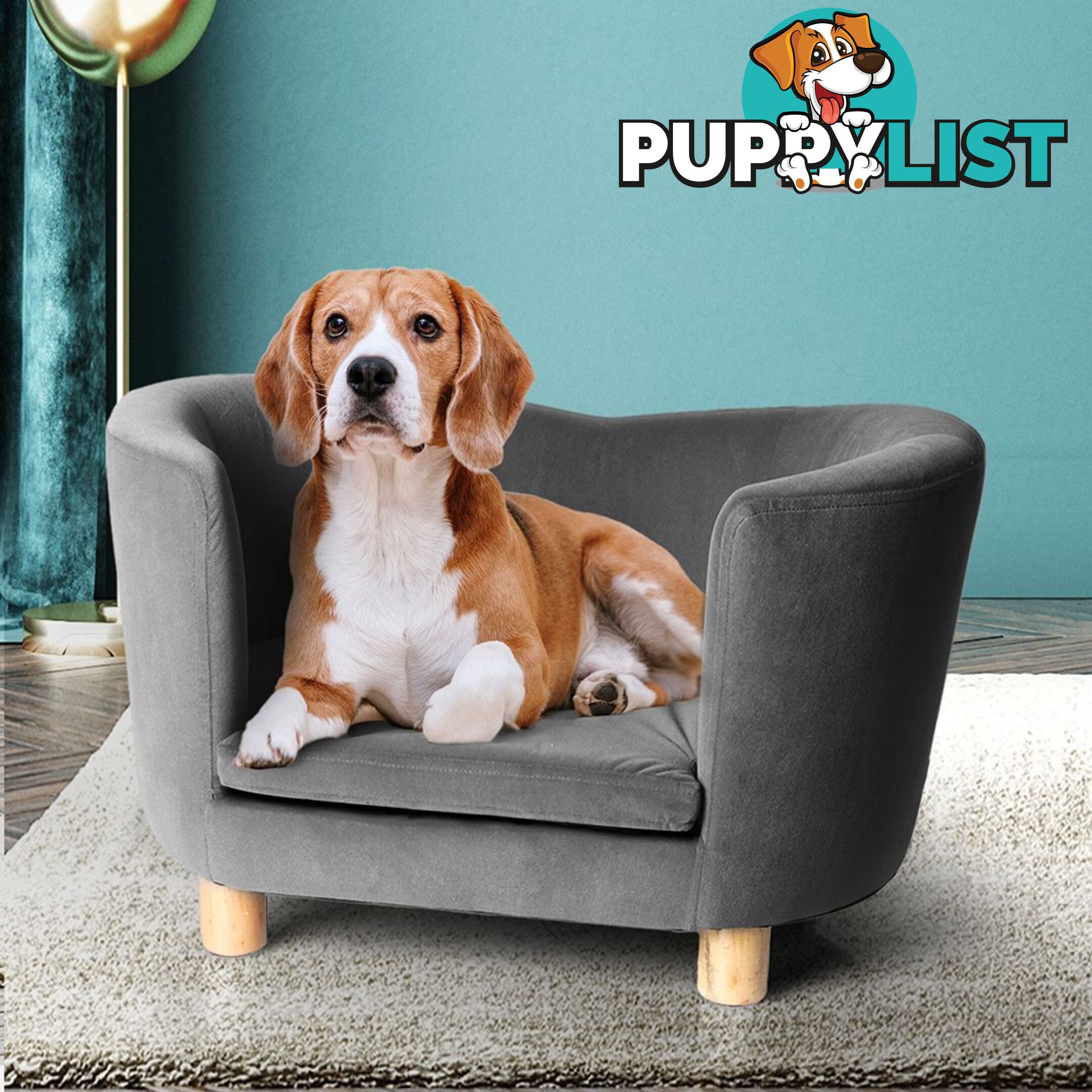 Luxury Elevated Sofa Anti-slip Raised Dog Cat Beds Couch Kitten Lounge PaWz - WB-PT1092-S-GY