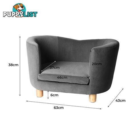 Luxury Elevated Sofa Anti-slip Raised Dog Cat Beds Couch Kitten Lounge PaWz - WB-PT1092-S-GY
