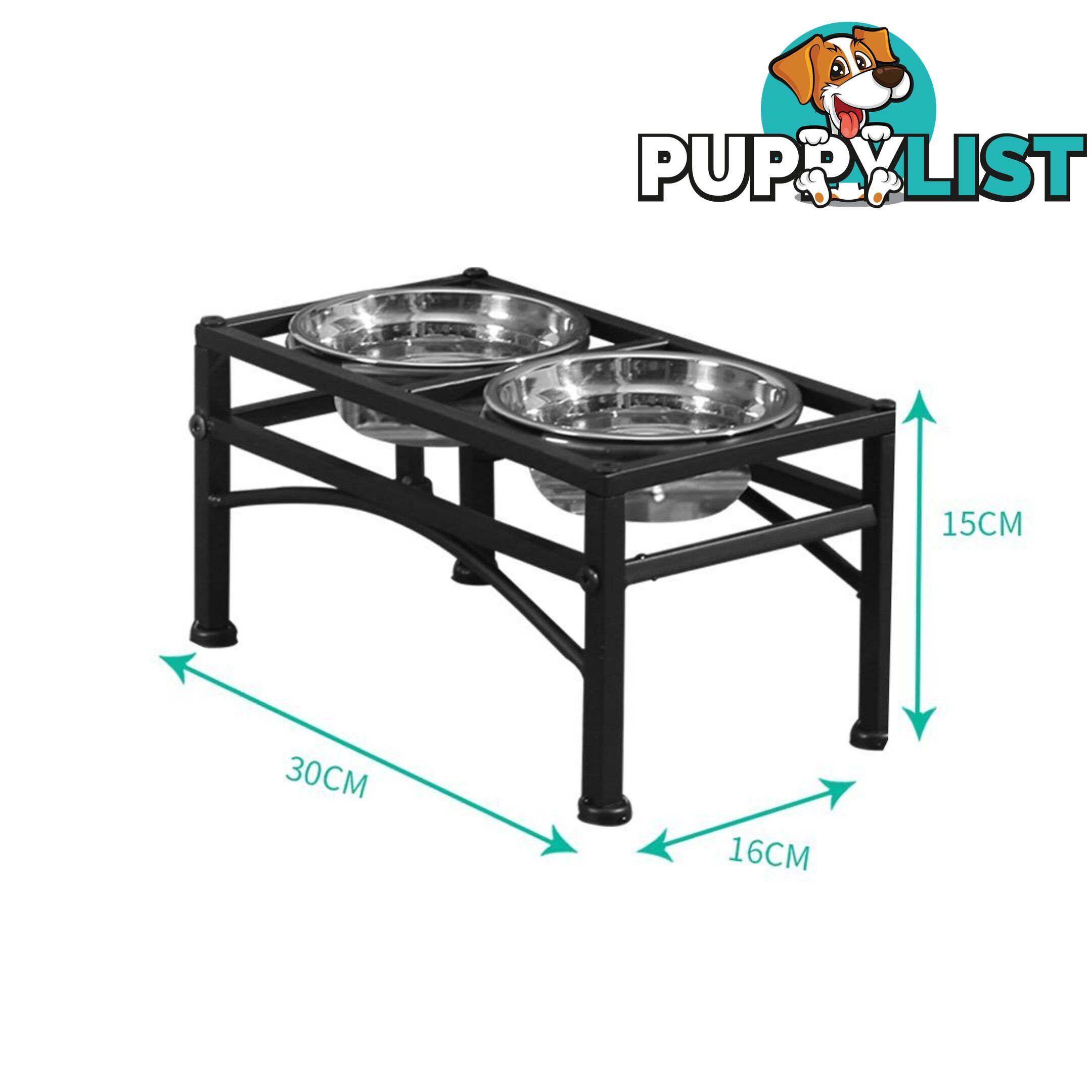 PaWz Dual Elevated Raised Pet Dog Feeder Bowl Stainless Steel Food Water Stand - WB-JD0508-L