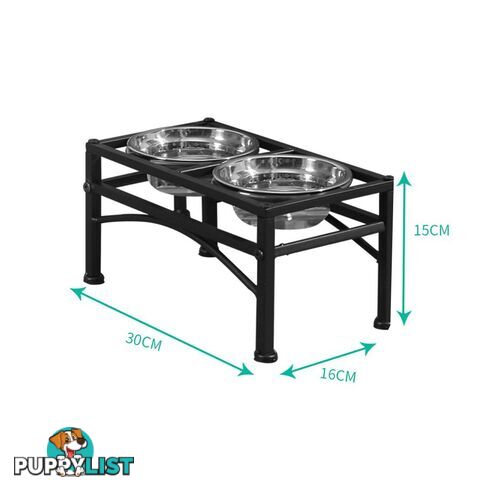 PaWz Dual Elevated Raised Pet Dog Feeder Bowl Stainless Steel Food Water Stand - WB-JD0508-L