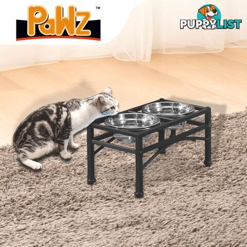 PaWz Dual Elevated Raised Pet Dog Feeder Bowl Stainless Steel Food Water Stand - WB-JD0508-L