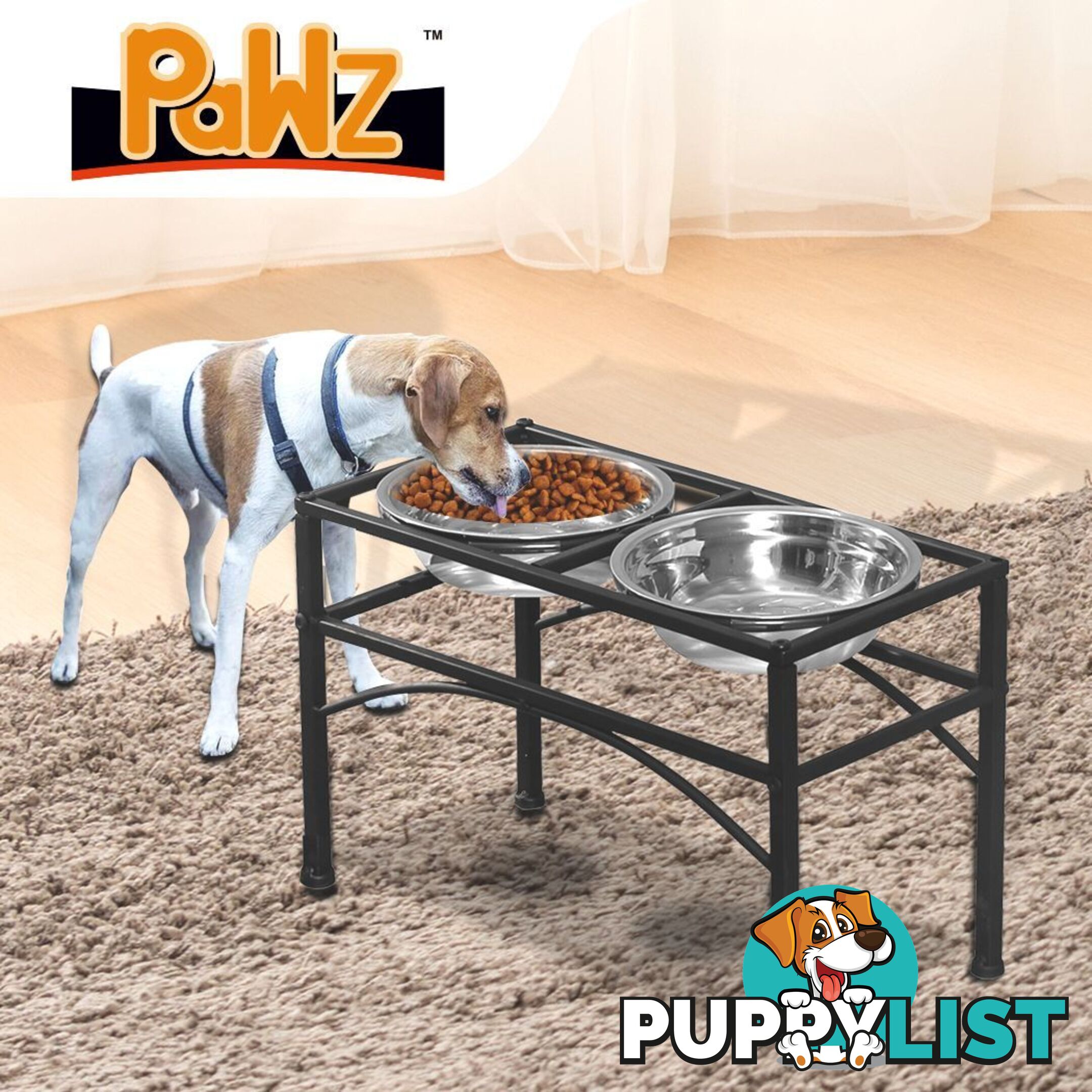 PaWz Dual Elevated Raised Pet Dog Feeder Bowl Stainless Steel Food Water Stand - WB-JD0508-L