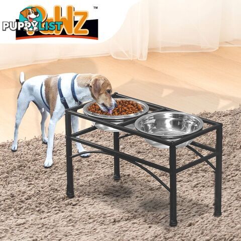 PaWz Dual Elevated Raised Pet Dog Feeder Bowl Stainless Steel Food Water Stand - WB-JD0508-L