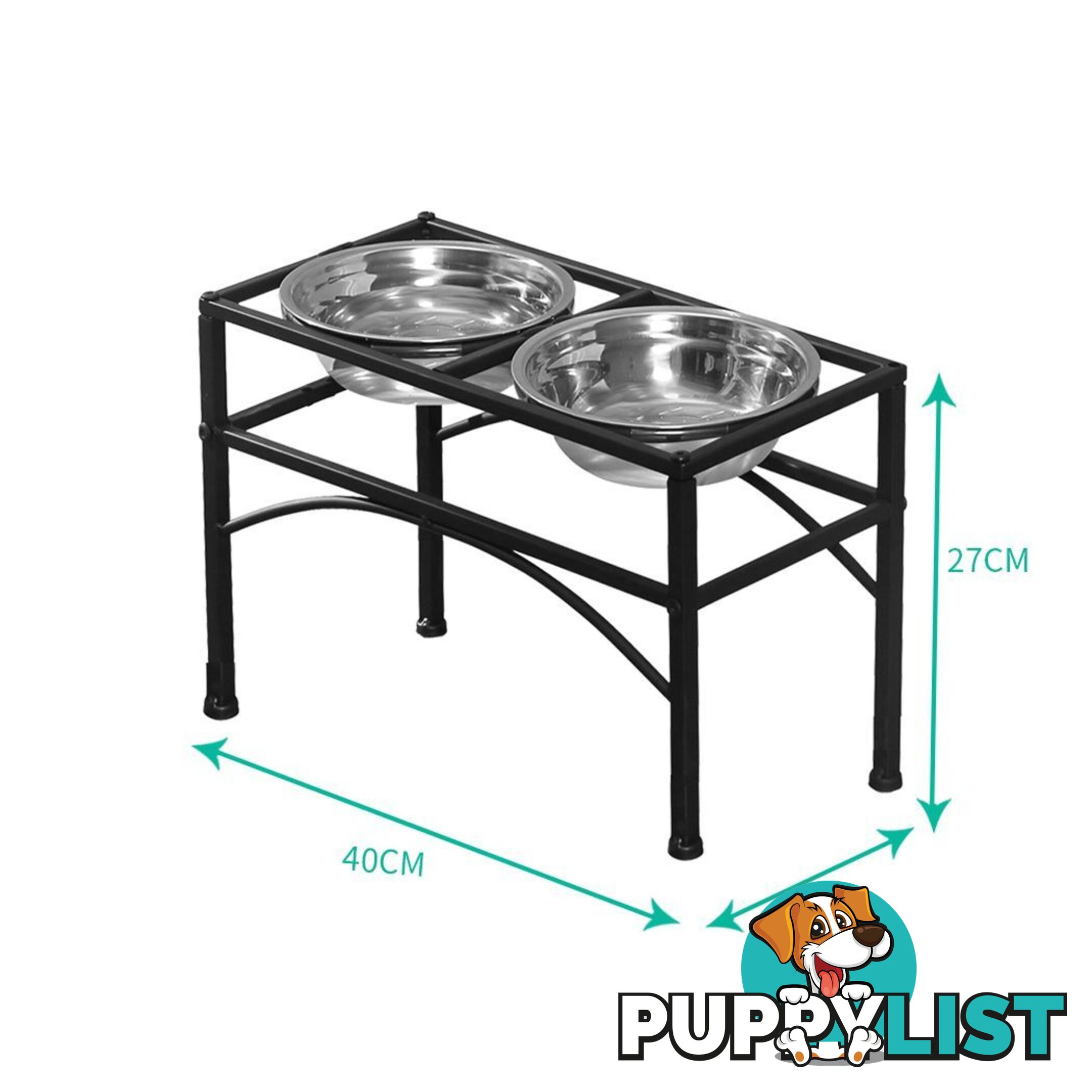 PaWz Dual Elevated Raised Pet Dog Feeder Bowl Stainless Steel Food Water Stand - WB-JD0508-L
