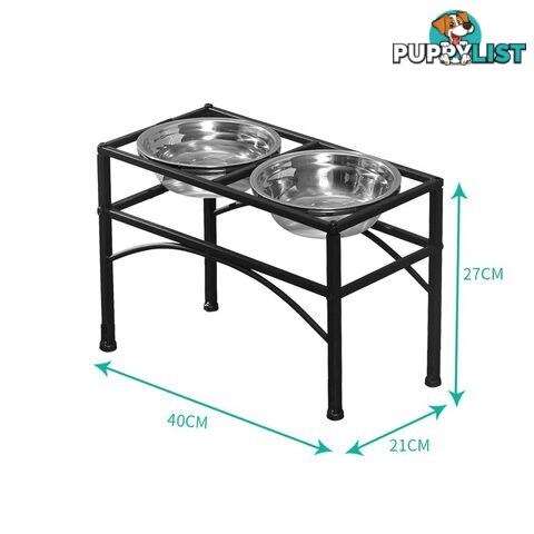 PaWz Dual Elevated Raised Pet Dog Feeder Bowl Stainless Steel Food Water Stand - WB-JD0508-L