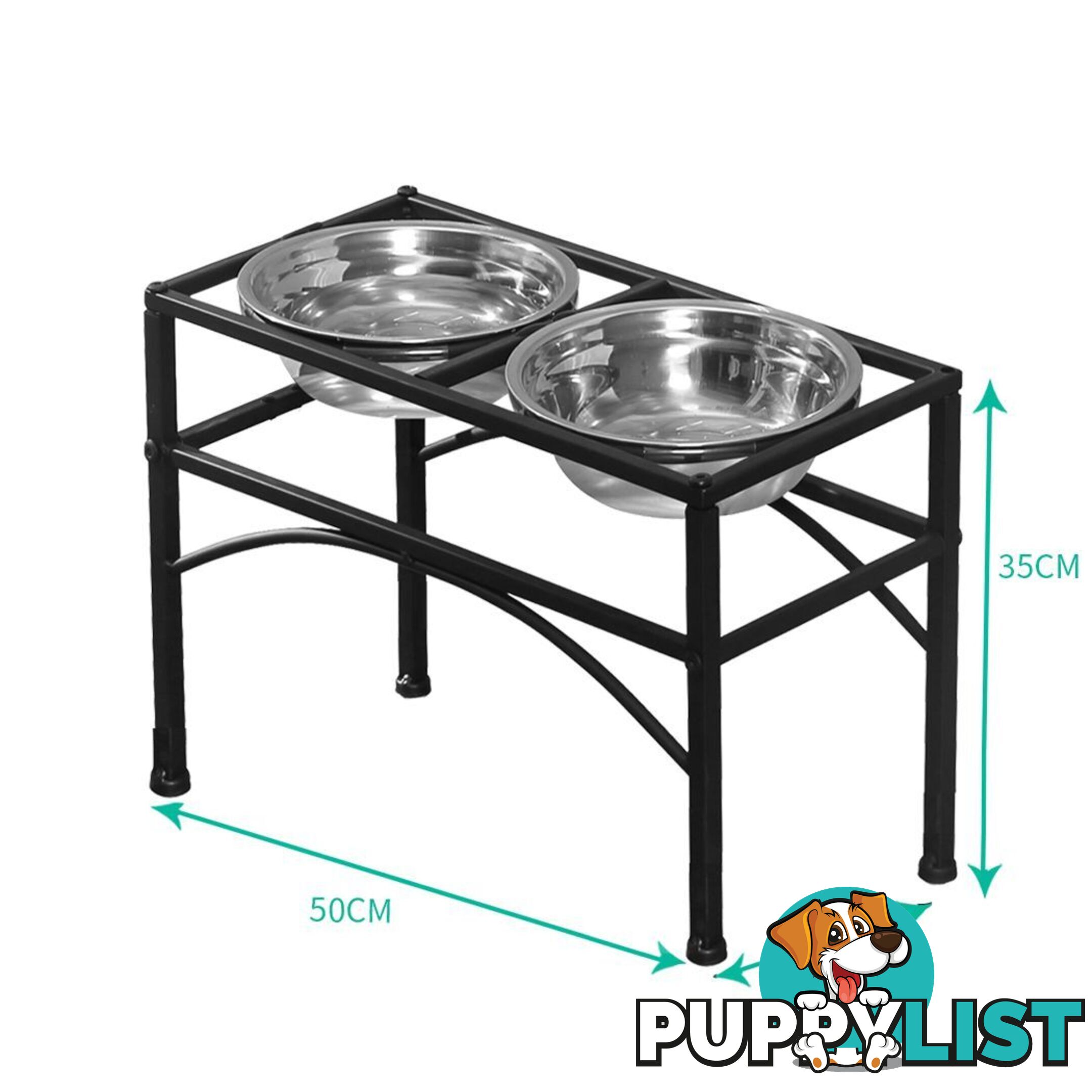 PaWz Dual Elevated Raised Pet Dog Feeder Bowl Stainless Steel Food Water Stand - WB-JD0508-L
