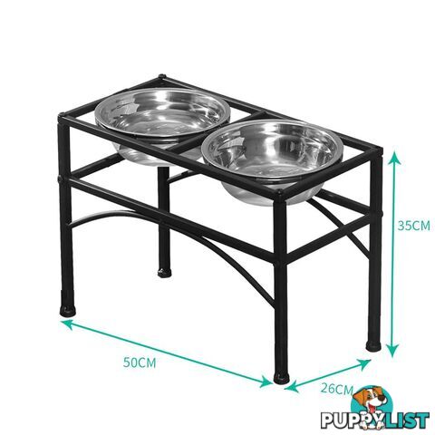 PaWz Dual Elevated Raised Pet Dog Feeder Bowl Stainless Steel Food Water Stand - WB-JD0508-L