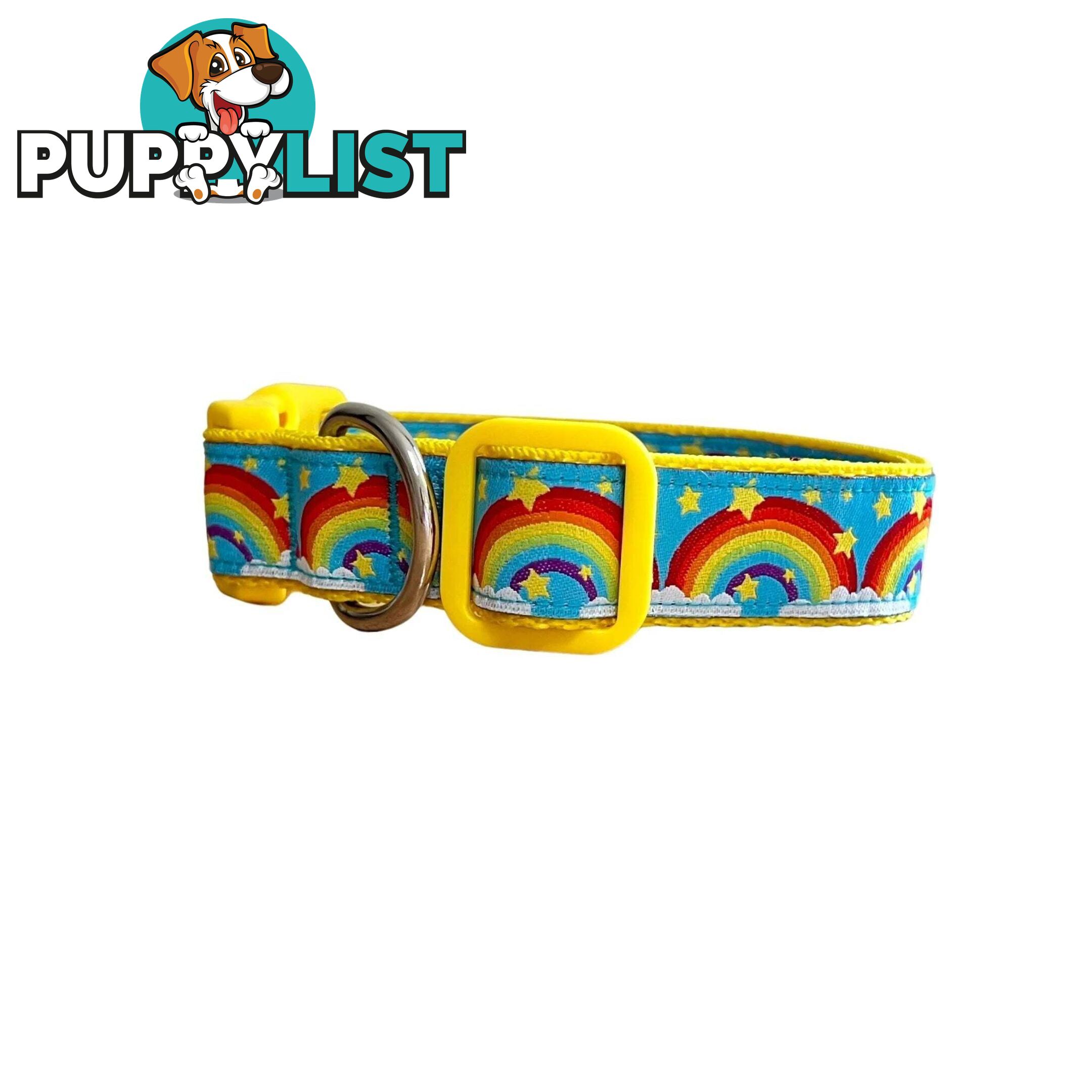 Rainbow Dog Collar - Hand Made by The Bark Side - TBSRAISRED