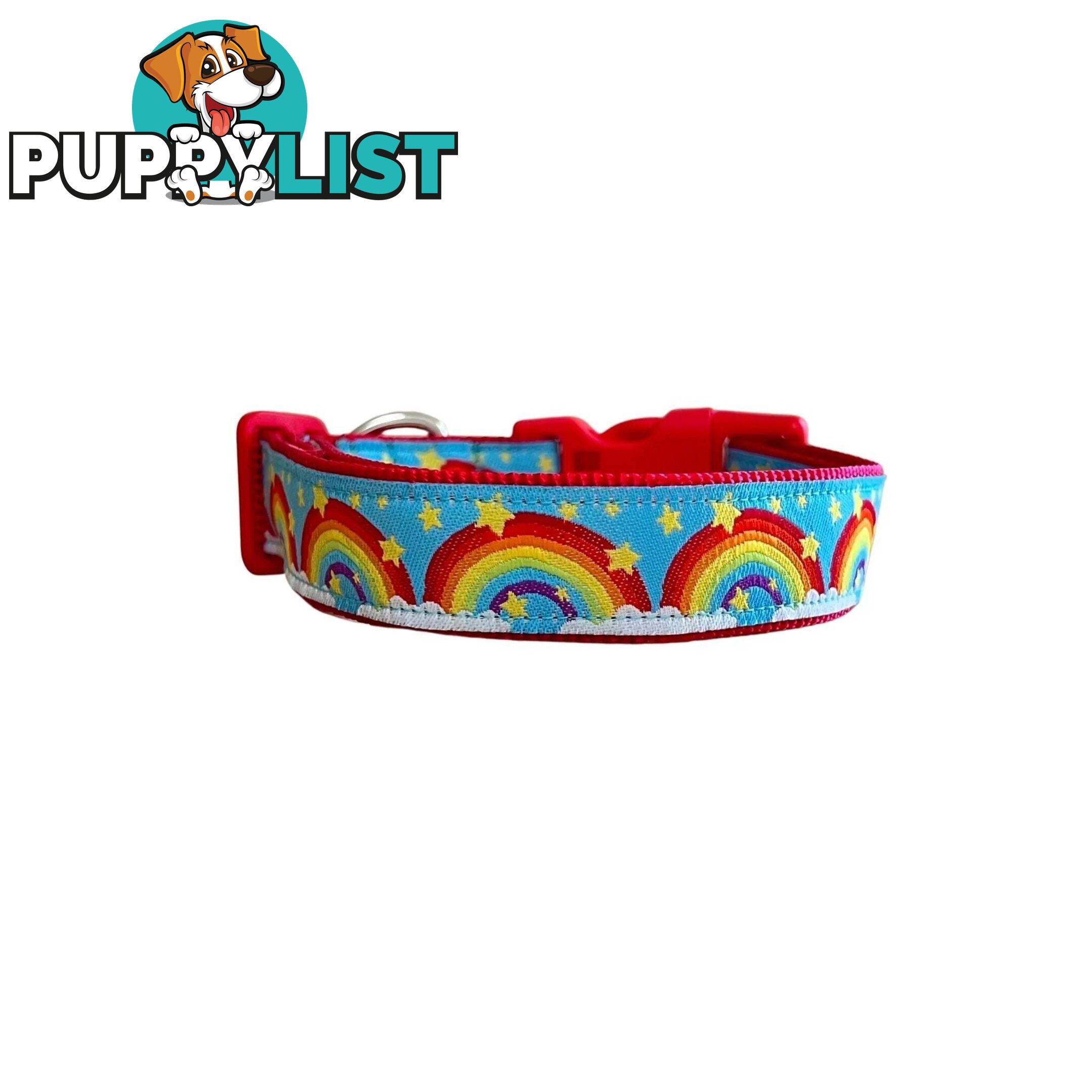 Rainbow Dog Collar - Hand Made by The Bark Side - TBSRAISRED