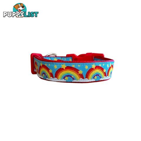 Rainbow Dog Collar - Hand Made by The Bark Side - TBSRAISRED