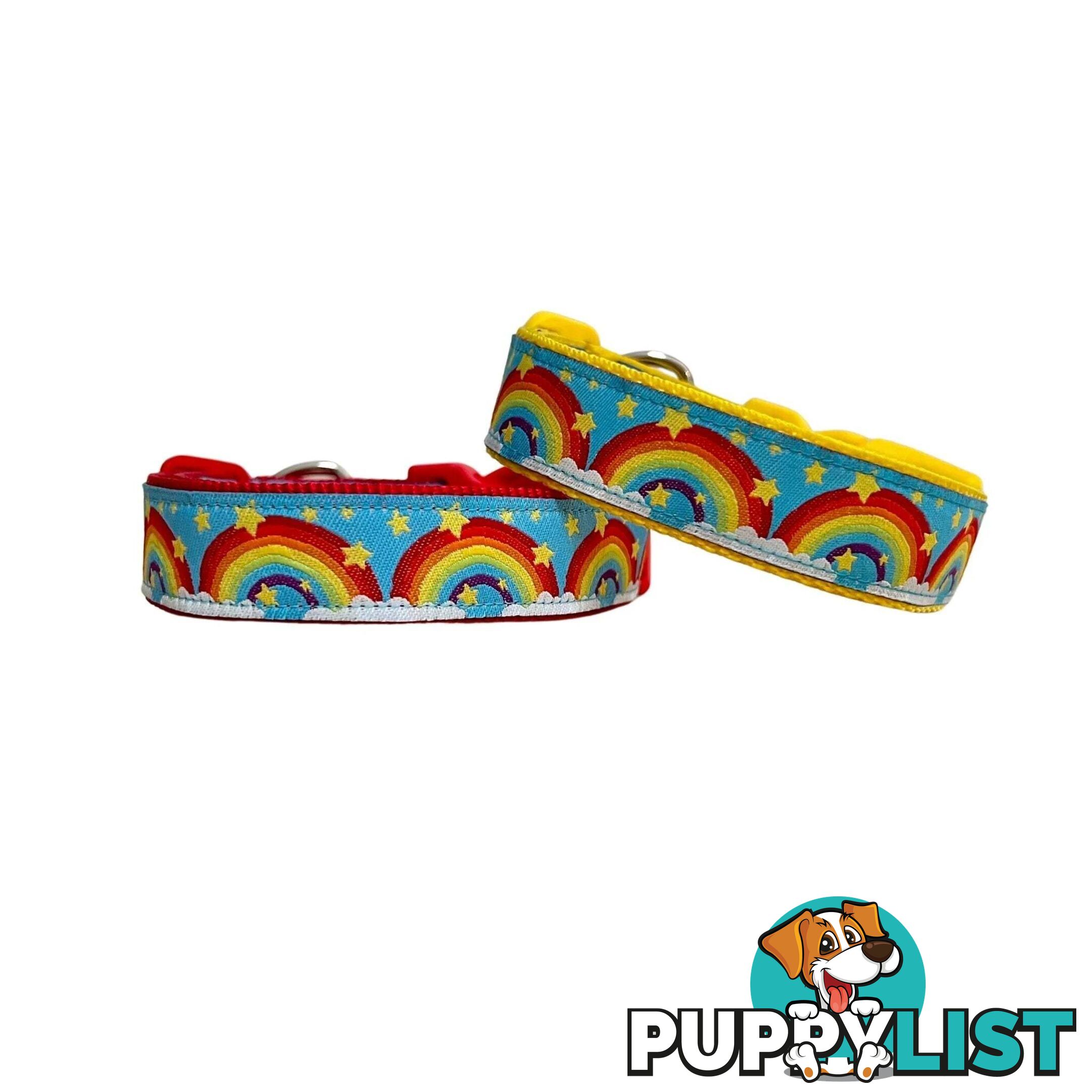 Rainbow Dog Collar - Hand Made by The Bark Side - TBSRAISRED