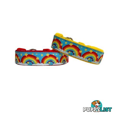 Rainbow Dog Collar - Hand Made by The Bark Side - TBSRAISRED