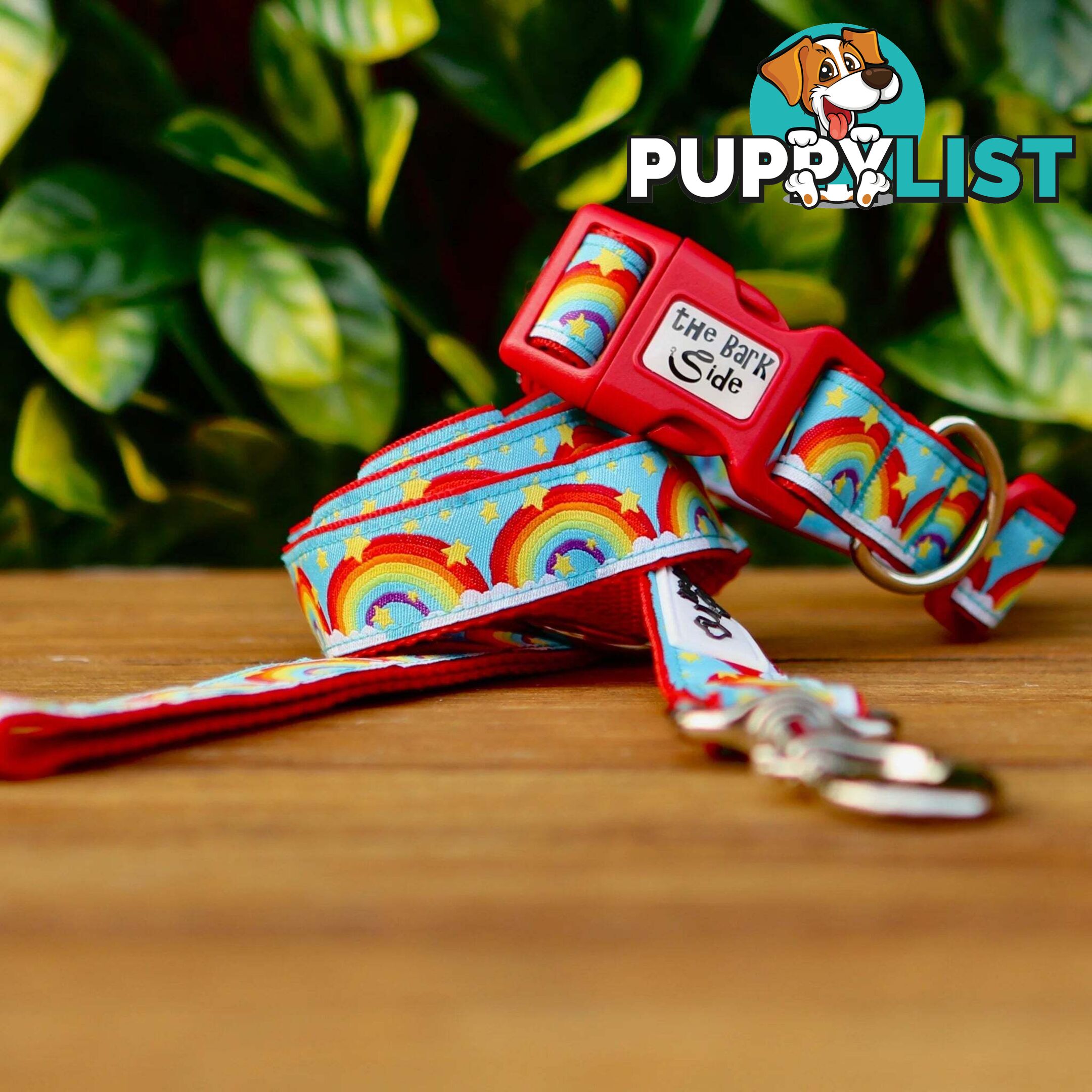Rainbow Dog Collar - Hand Made by The Bark Side - TBSRAISRED
