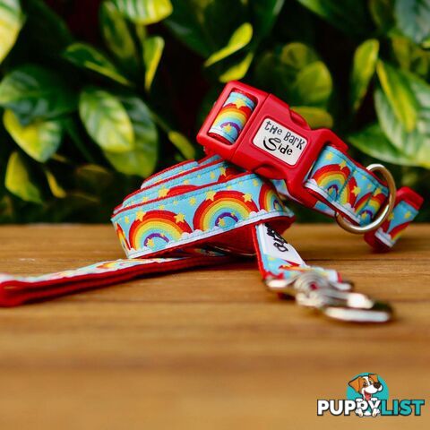 Rainbow Dog Collar - Hand Made by The Bark Side - TBSRAISRED