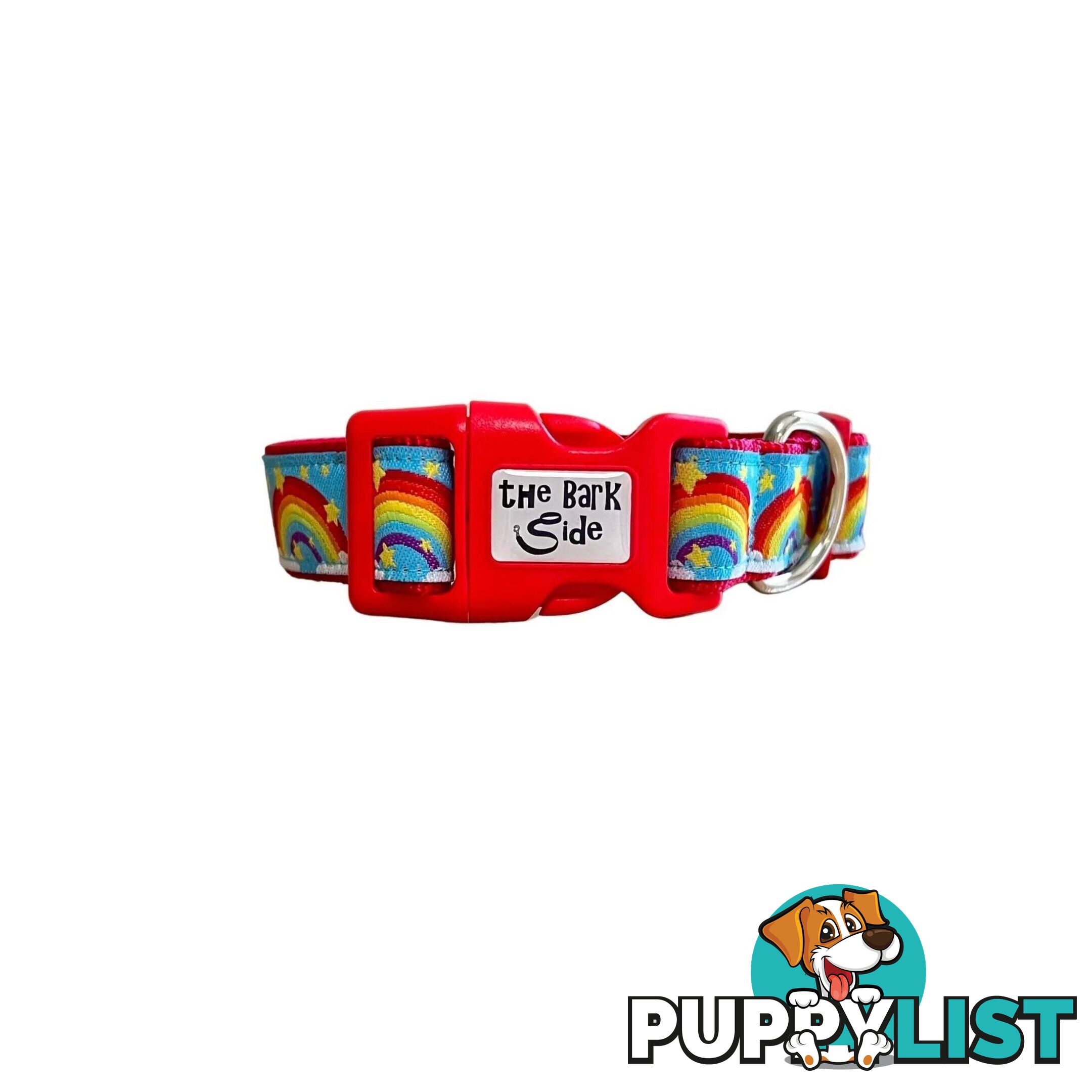 Rainbow Dog Collar - Hand Made by The Bark Side - TBSRAISRED