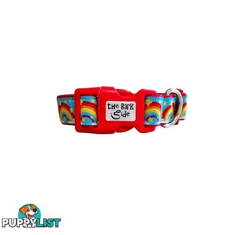 Rainbow Dog Collar - Hand Made by The Bark Side - TBSRAISRED