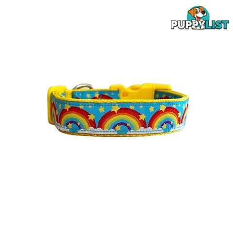 Rainbow Dog Collar - Hand Made by The Bark Side - TBSRAISRED